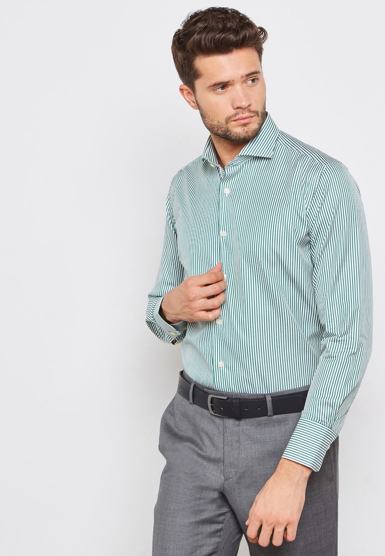 Sacoor Brothers - Striped Dublin Shirt Green - Image 1