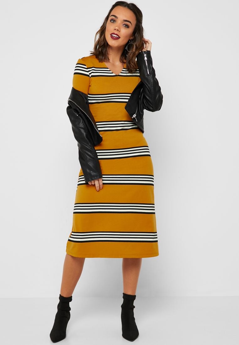 Reserved Striped V-Neck Dress Multicolour - Image 1