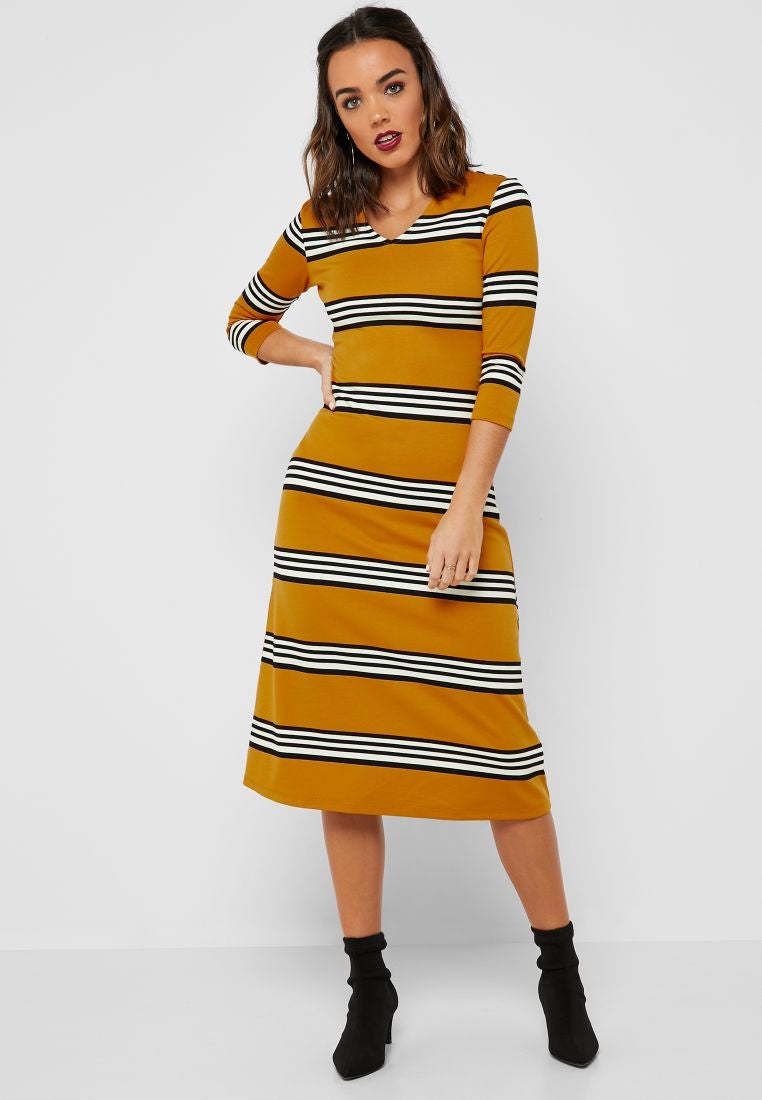 Reserved Striped V-Neck Dress Multicolour - Image 4