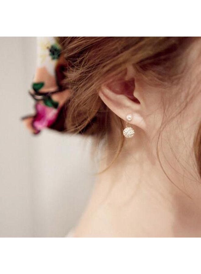Generic - Imitation Pearl Rhinestone Stud Earrings - Image 1