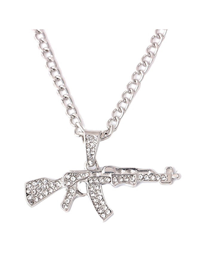 Generic Gun Pendant Chain Necklace With Rhinestone  - Image 1