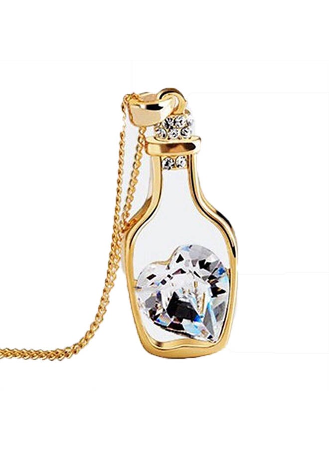 Wishing Bottle Rhinestone Heart Collarbone Necklace - Image 1