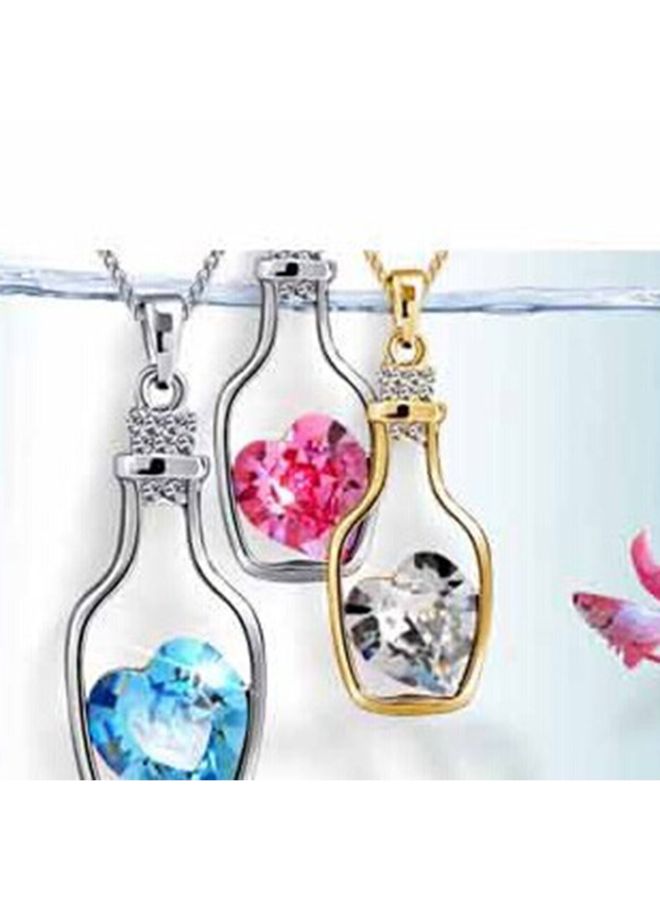 Wishing Bottle Rhinestone Heart Collarbone Necklace - Image 2