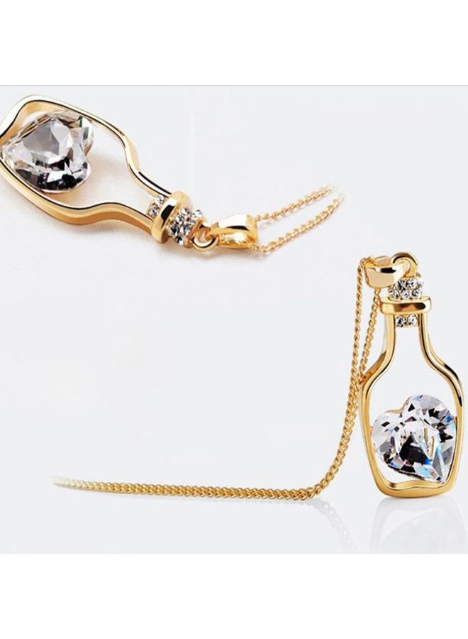 Wishing Bottle Rhinestone Heart Collarbone Necklace - Image 3