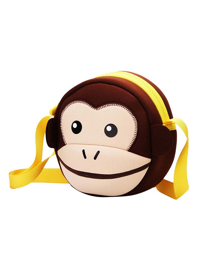 حقيبة كتف بتصميم قرد الغابة بني/أصفر