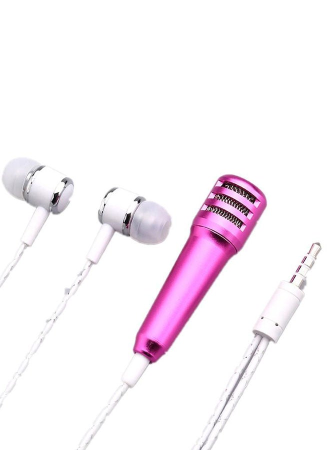 Mini Portable Microphone With Holder Clip 3538400182 Pink/White 