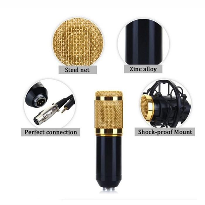 Generic Recording Condenser Microphone With Stand BM-800,NB-35 Black/Silver/Gold  - Image 2