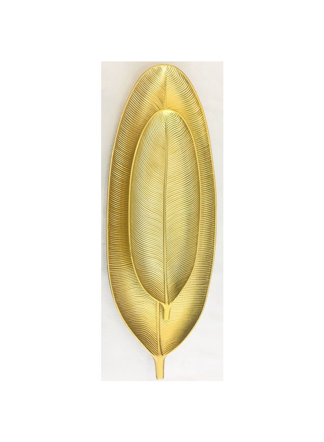 East Lady 2-Piece Leaf Shape Serving Tray Set Gold 59x22, 39x14cm  - Image 3