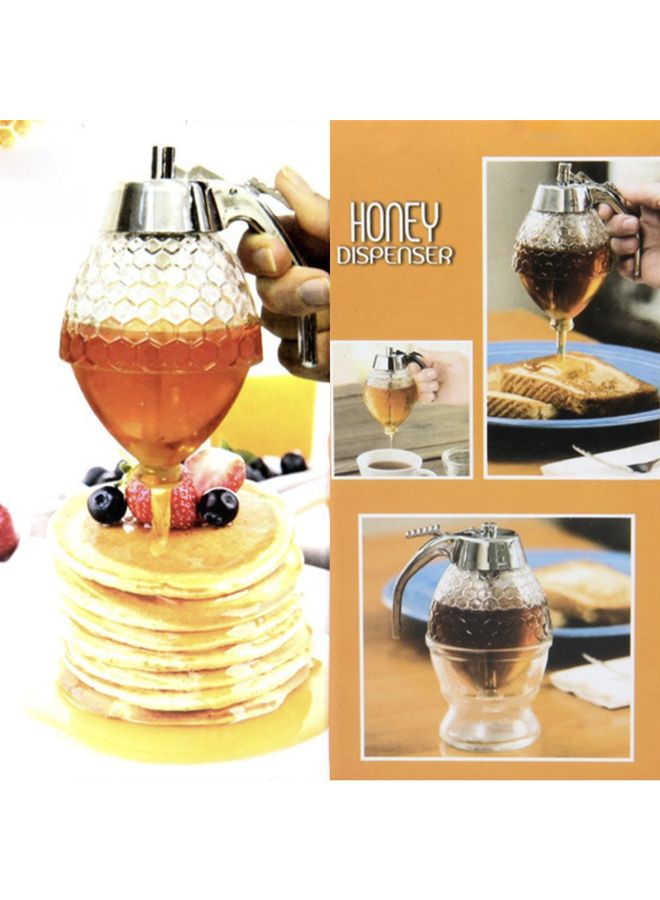 Generic - Portable Honey/Syrup Dispenser Jar With Stand Silver/Clear - Image 1
