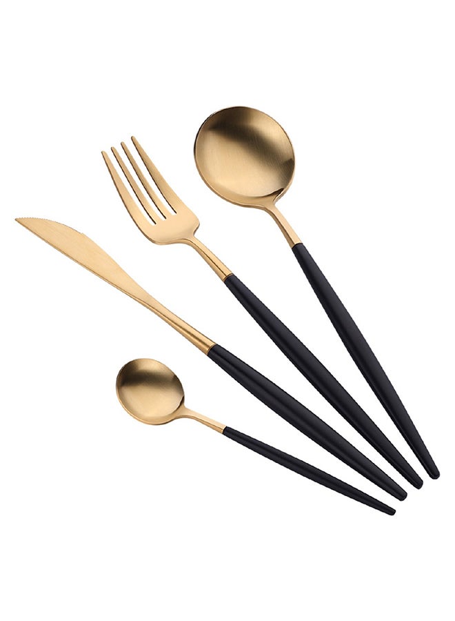 4-Piece Knife Fork Spoon Full Set Gold/Black