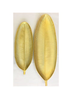 East Lady 2-Piece Leaf Shape Serving Tray Set Gold 59x22, 39x14cm  - Image 2