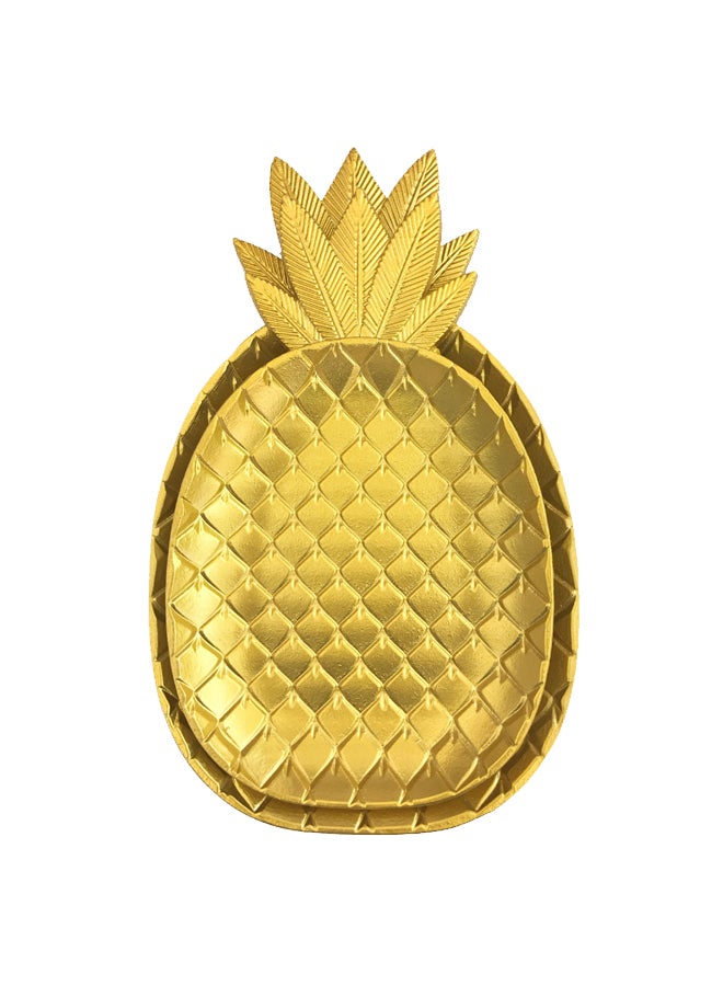 East Lady 2-Piece Pineapple Shape Serving Tray Set Gold 21x35 , 19x30cm  - Image 1