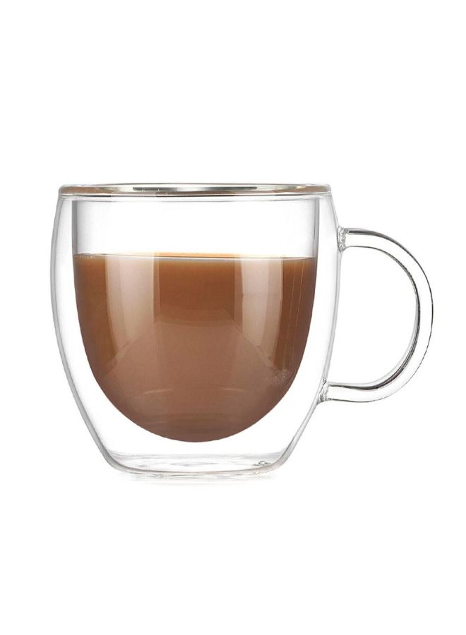 Generic - Double Layers Coffee Mug With Handle Heat Insulation Drinking Cup Transparent 7.4x4.5x8cm - Image 1
