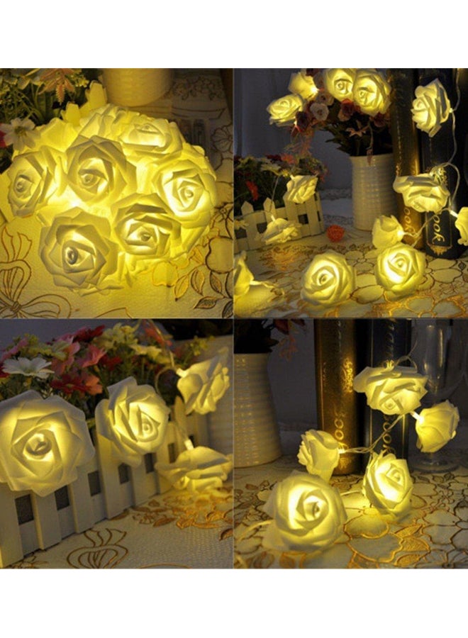 إيست ليدي - شريط إضاءة LED بشكل ورود مع كابل شفاف وصندوق بطارية من 20 قطعة أبيض 3متر - Image 1