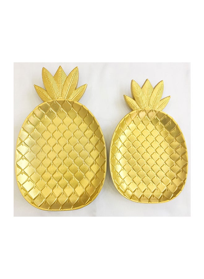 East Lady 2-Piece Pineapple Shape Serving Tray Set Gold 21x35 , 19x30cm  - Image 2