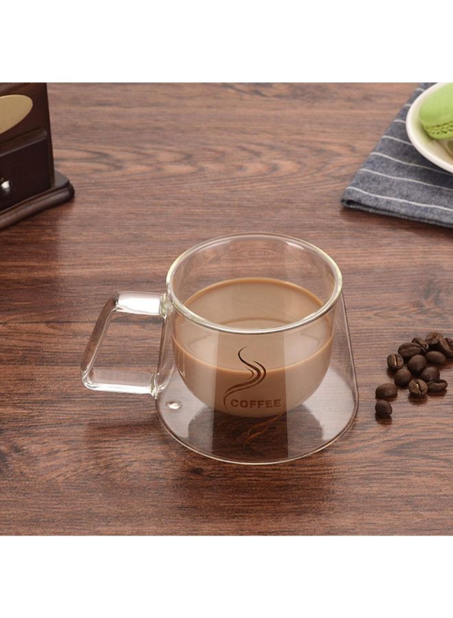Double Layer Coffee Mug With Heat Handle Insulation Drinking Cup Transparent 9.4x7.2x7cm  - Image 2