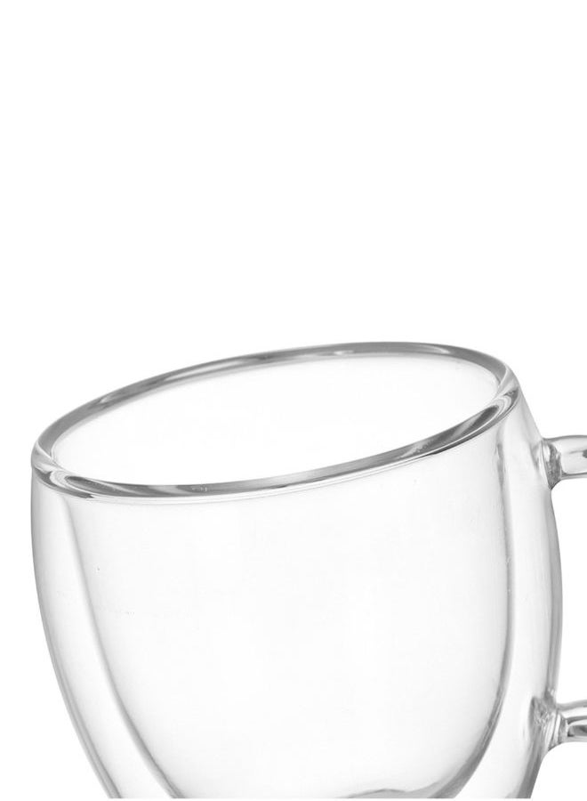 Generic - Double Layers Coffee Mug With Handle Heat Insulation Drinking Cup Transparent 7.4x4.5x8cm - Image 1