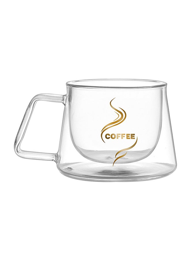 Double Layer Coffee Mug With Heat Handle Insulation Drinking Cup Transparent 9.4x7.2x7cm  - Image 1