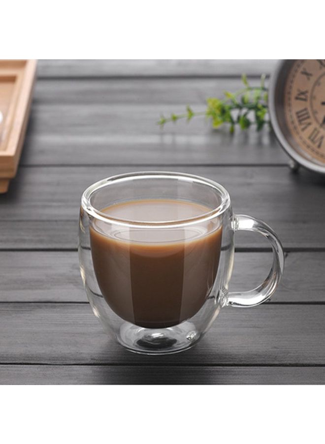 Generic - Double Layers Coffee Mug With Handle Heat Insulation Drinking Cup Transparent 7.4x4.5x8cm - Image 1