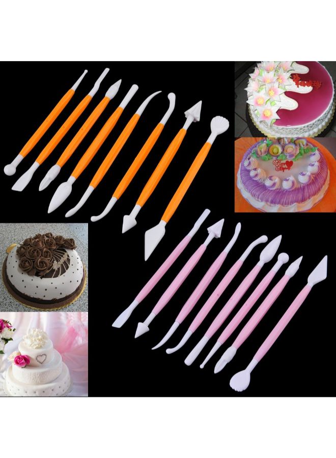 PREUP Piece Of  8 Fondant Cake Modelling Tools Set Kit Orange - Image 2