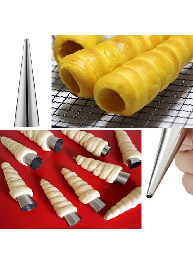 2-Piece Spiral Croissants Pastry Conical Tube Baking Mold Silver  - Image 3