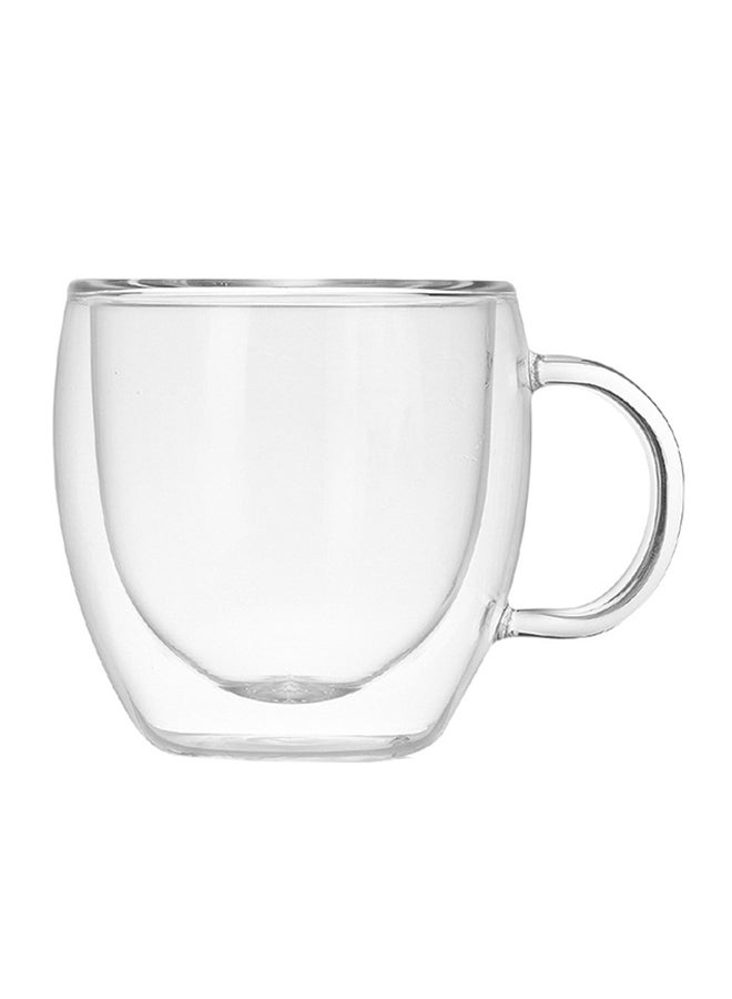 Generic - Double Layers Coffee Mug With Handle Heat Insulation Drinking Cup Transparent 7.4x4.5x8cm - Image 1
