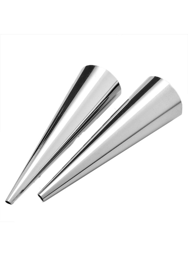 2-Piece Spiral Croissants Pastry Conical Tube Baking Mold Silver  - Image 1