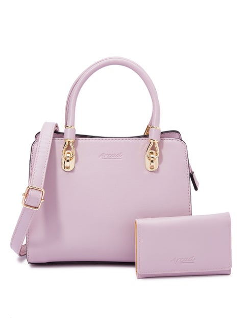PU Leather Shoulder Bag With Wallet Purple