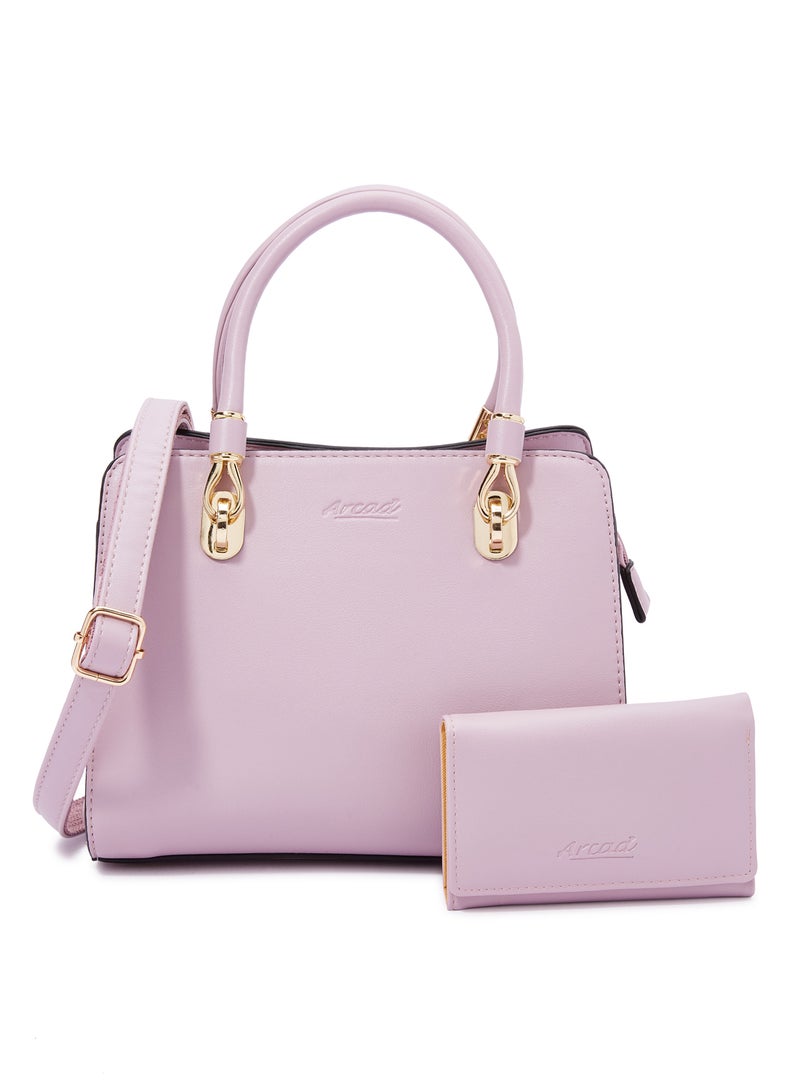 PU Leather Shoulder Bag With Wallet Purple