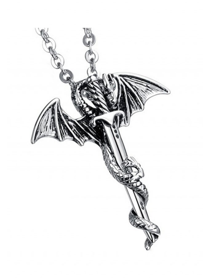 OPI Titanium Steel Wing Sword Dragon Pendant Necklace 24-Inch - Image 1