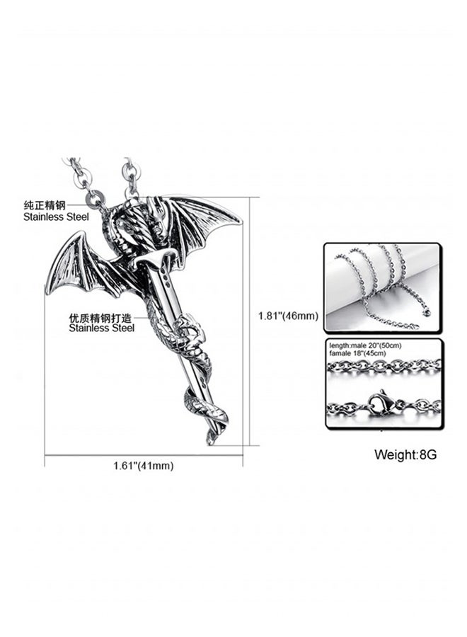 OPI Titanium Steel Wing Sword Dragon Pendant Necklace 24-Inch - Image 2