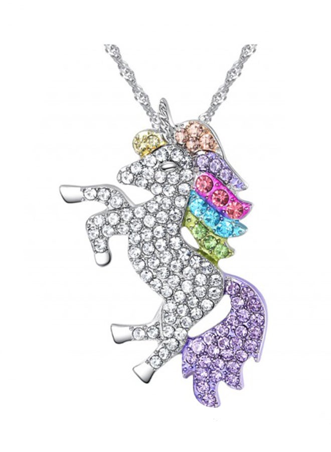 أو بي آي قلادة بدلاية على شكل يونيكورن مرصع بالكريستال - Image 1
