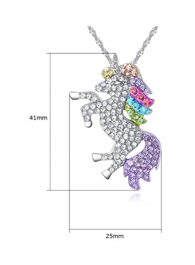 أو بي آي قلادة بدلاية على شكل يونيكورن مرصع بالكريستال - Image 2