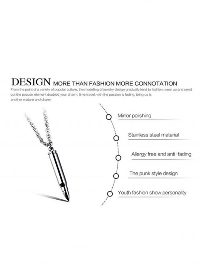 أو بي آي قلادة بدلاية من الستانلس ستيل بتصميم رصاصة مصقولة بطول 4.4 سم - Image 3