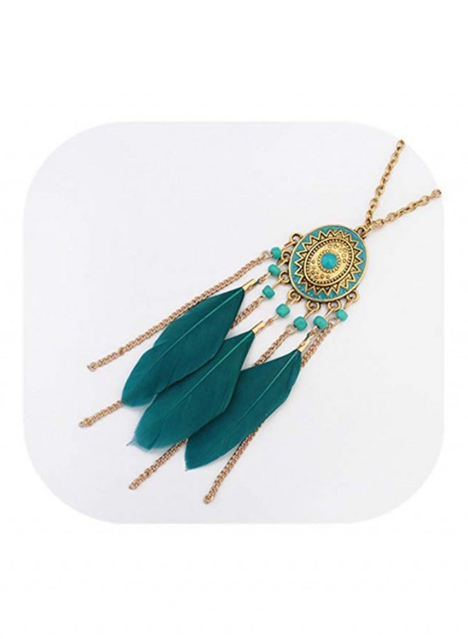 OPI - Disc Tassel Feather Sweater  Pendent Necklace - Image 1