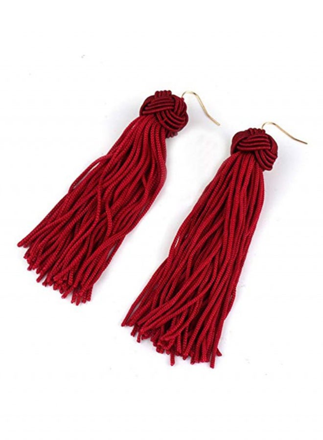 OPI Woven Long Knotted Tassel Earrings 13 x 1.1 Centimeter - Image 2