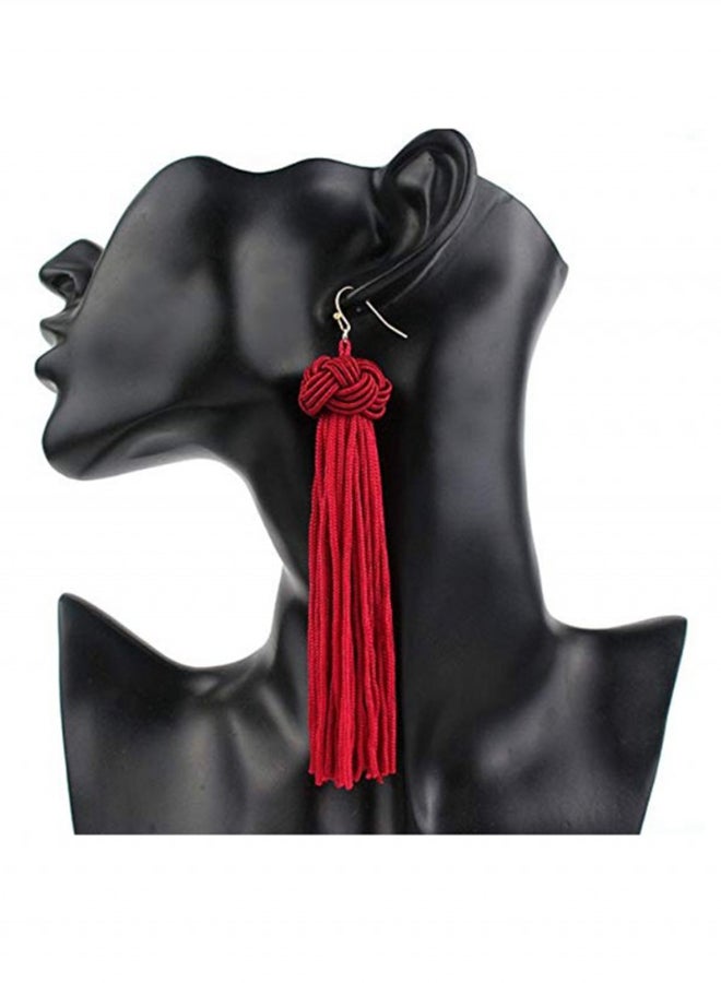 OPI Woven Long Knotted Tassel Earrings 13 x 1.1 Centimeter - Image 3