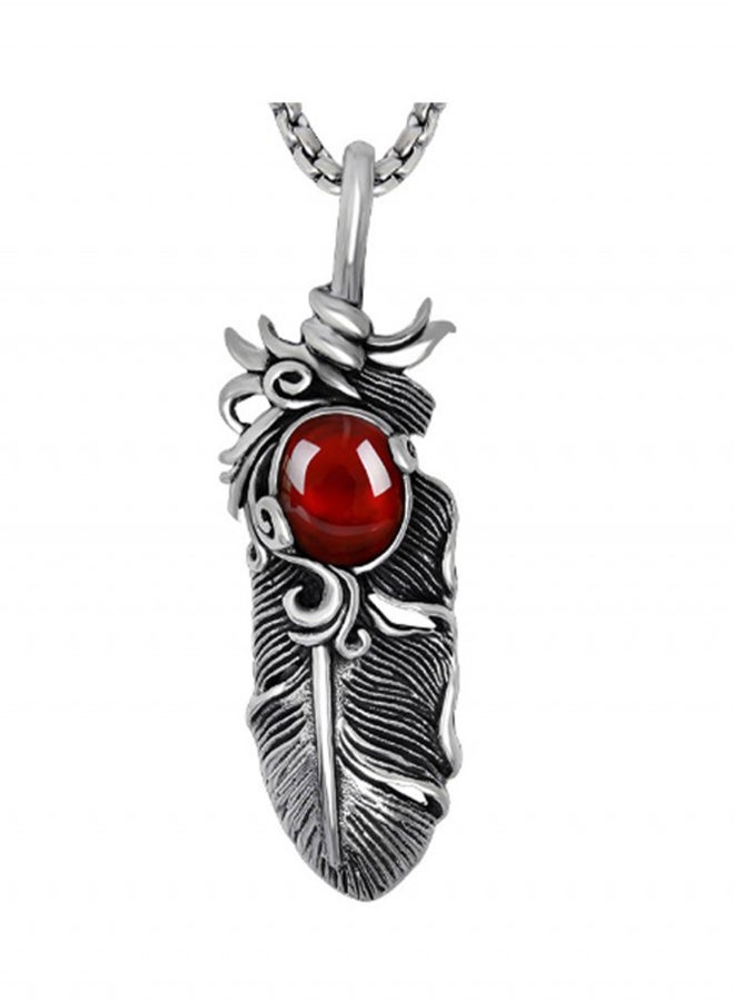 OPI Stainless Steel Vintage Feather Pendant Necklace  - Image 1