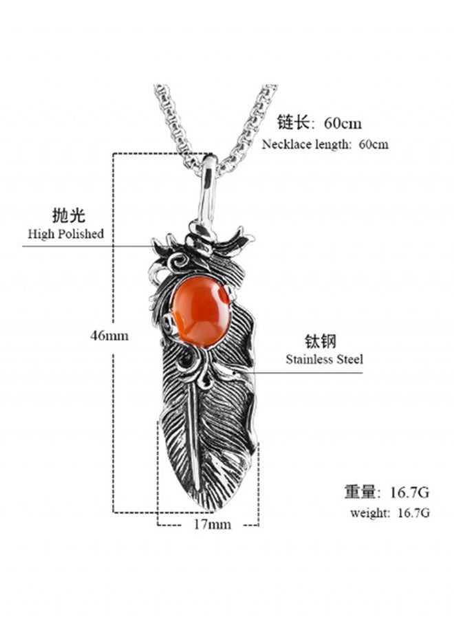 OPI Stainless Steel Vintage Feather Pendant Necklace  - Image 2