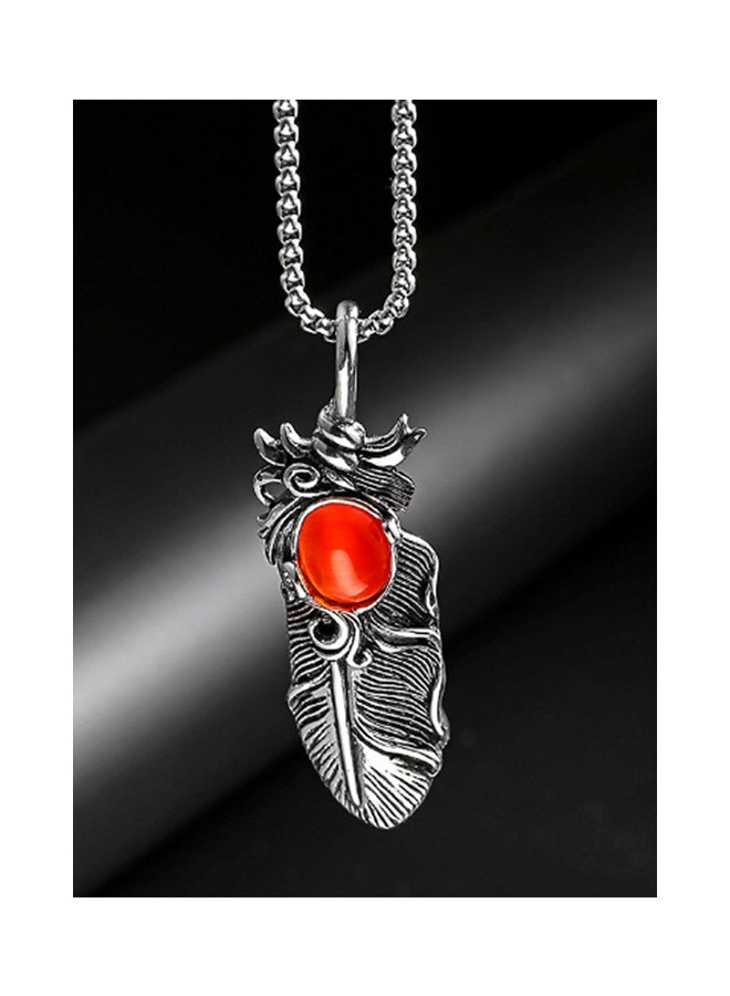 OPI Stainless Steel Vintage Feather Pendant Necklace  - Image 3