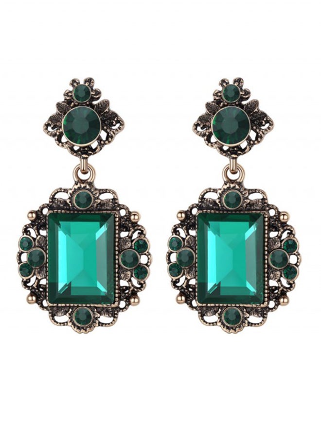 أو بي آي أقراط متدلية مرصعة بالكريستال بتصميم أشكال هندسية - Image 1