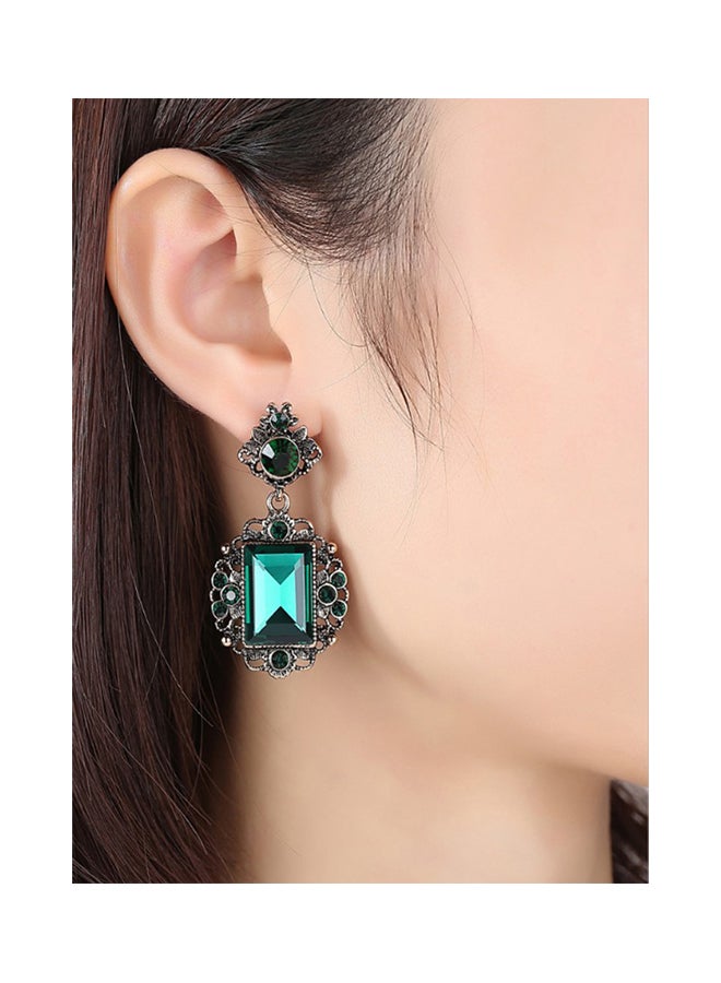 أو بي آي أقراط متدلية مرصعة بالكريستال بتصميم أشكال هندسية - Image 2