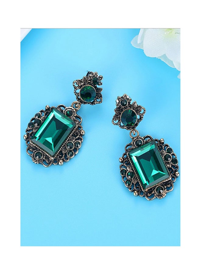 أو بي آي أقراط متدلية مرصعة بالكريستال بتصميم أشكال هندسية - Image 3