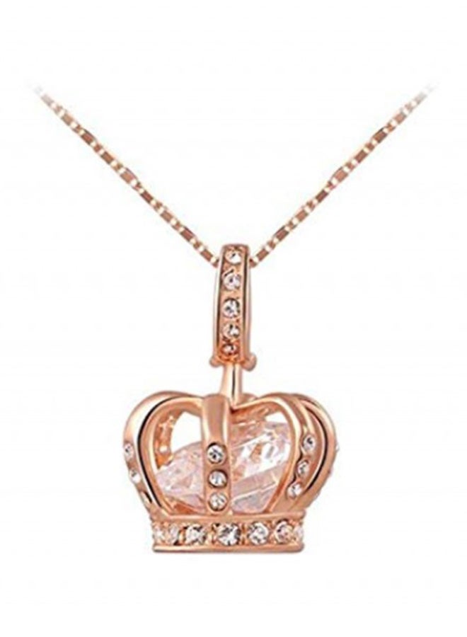 أو بي آي قلادة بدلاية على شكل تاج الأميرة مطلية بالذهب الوردي ومرصعة بالكريستال النمساوي - Image 1