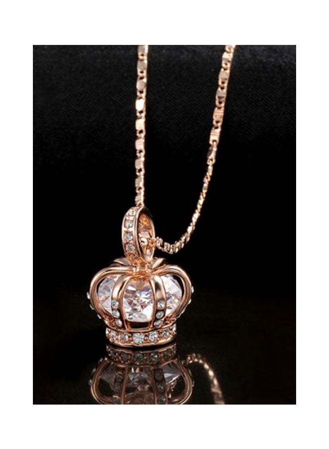 أو بي آي قلادة بدلاية على شكل تاج الأميرة مطلية بالذهب الوردي ومرصعة بالكريستال النمساوي - Image 3