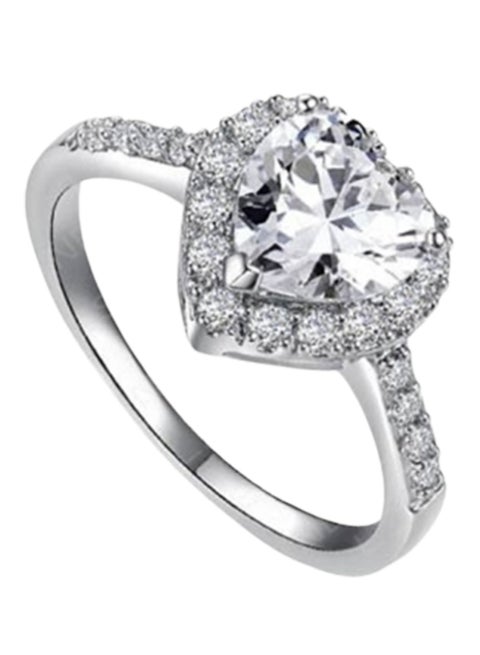 Heart Shaped Cubic Zirconia CZ Halo Ring 6 centimeter