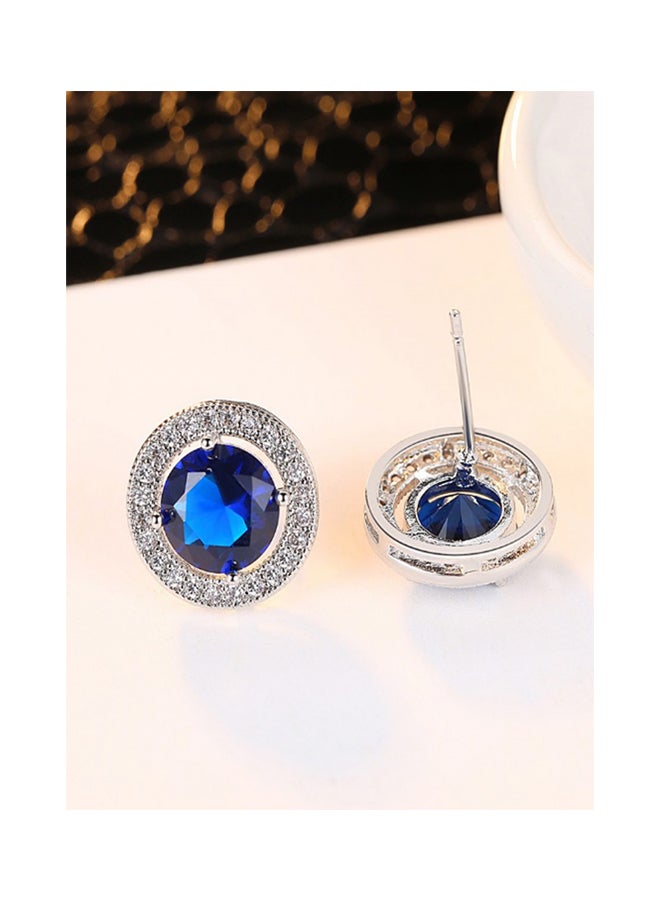 أو بي آي أقراط كبس مرصعة بالياقوت الأزرق - Image 2