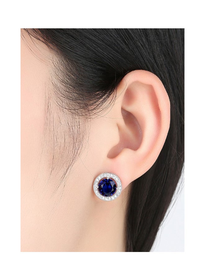 أو بي آي أقراط كبس مرصعة بالياقوت الأزرق - Image 3