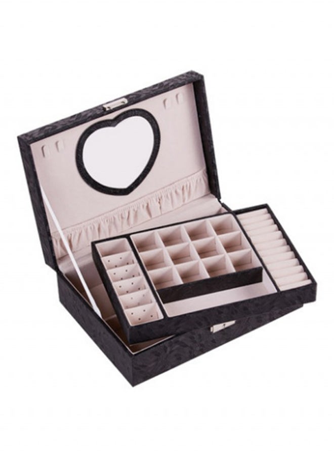 أو بي آي صندوق مجوهرات خشبي مزدوج مغلف بالجلد - Image 1