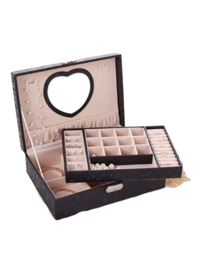 أو بي آي صندوق مجوهرات خشبي مزدوج مغلف بالجلد - Image 2